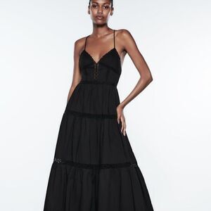 Zara boho cotton lace midi dress NWT